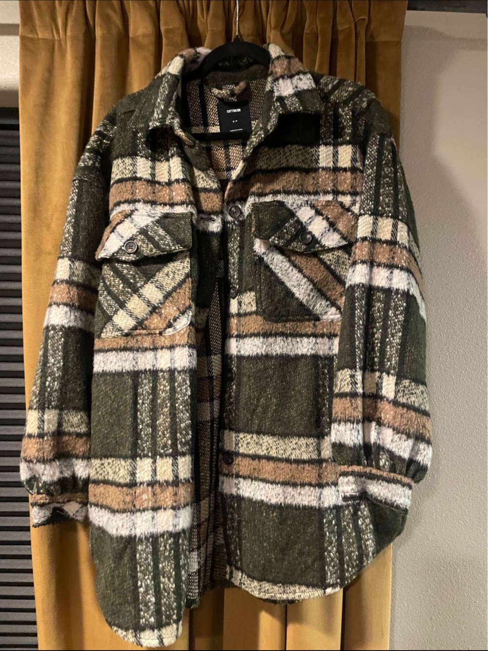 Olive & Cream Plaid Shacket Cotton on